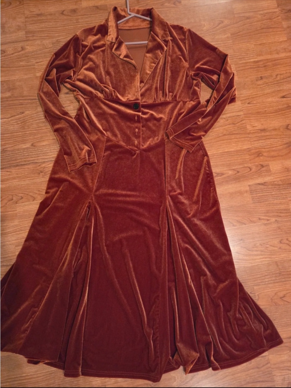 Velvet Maxi Dress in Rust